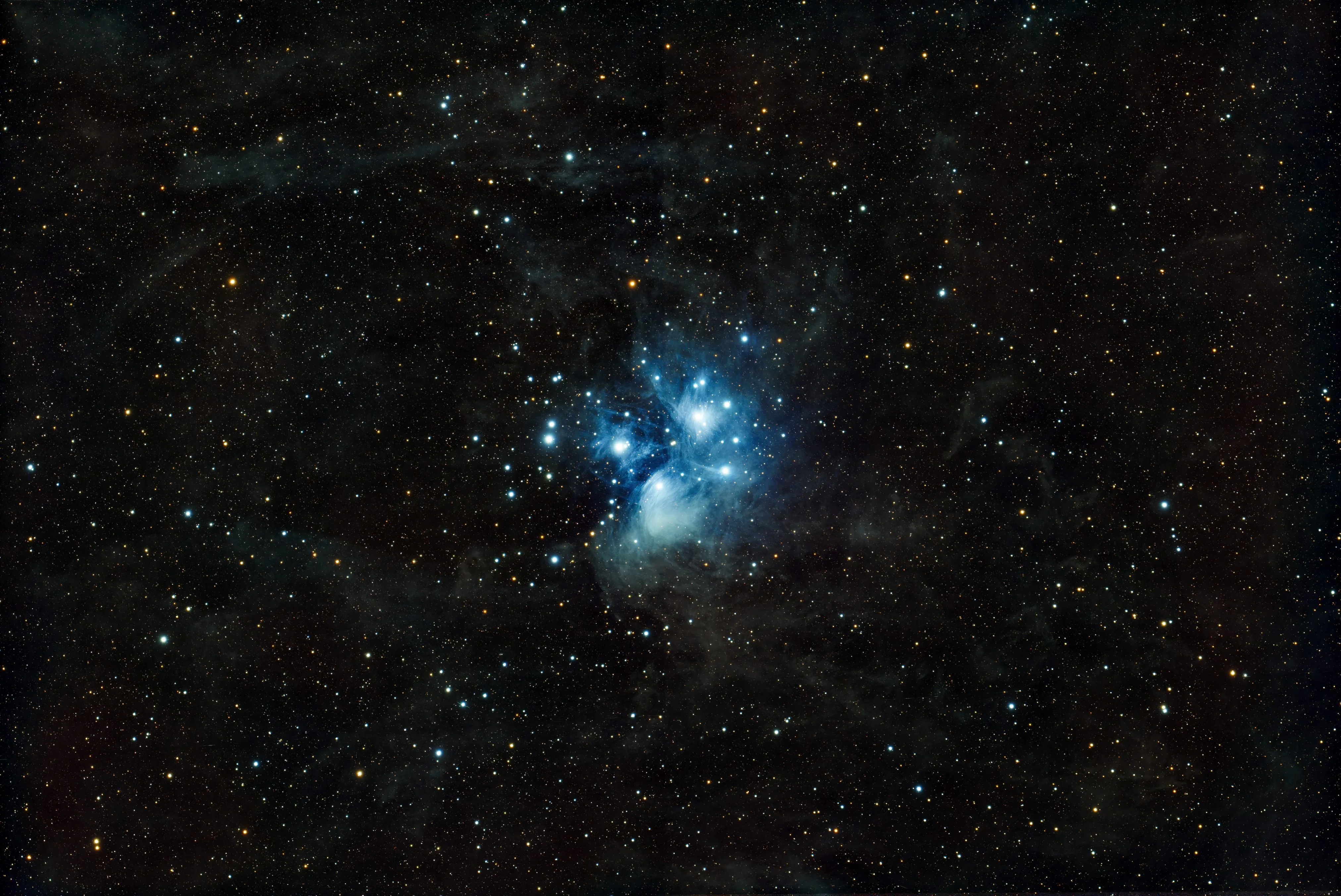 M45 Pleiades captured with the Askar SQA 106 — a star cluster wreathed in blue reflection nebulosity, used as the hero image until a product photo is supplied