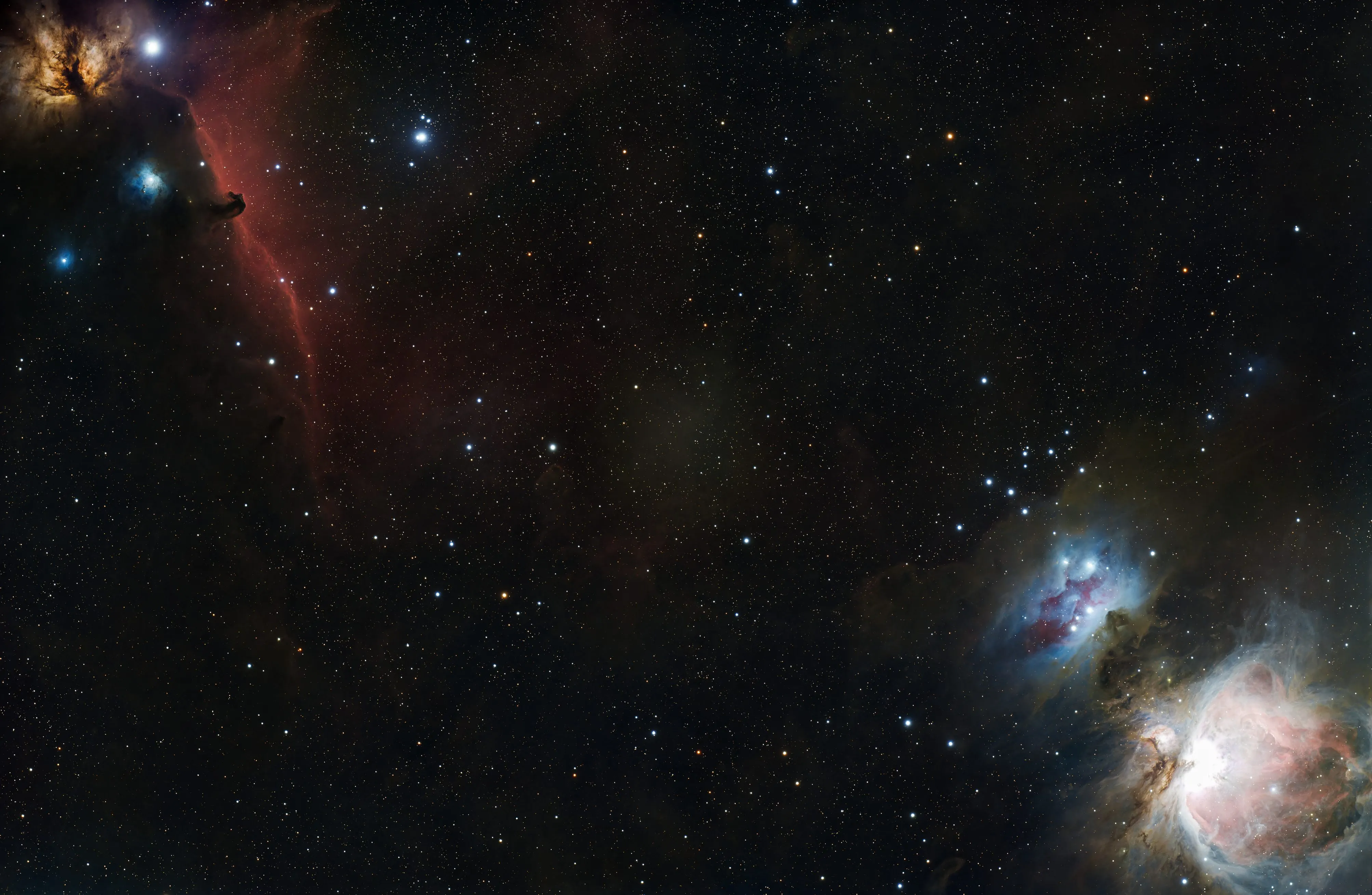 Horsehead and Flame nebulae in Orion captured with the Askar SQA 106 showing edge-of-frame star quality